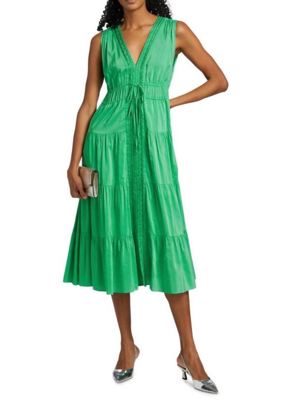NWT KOBI HALPERIN Edison V-Neck Midi Dress Size M Parakeet color